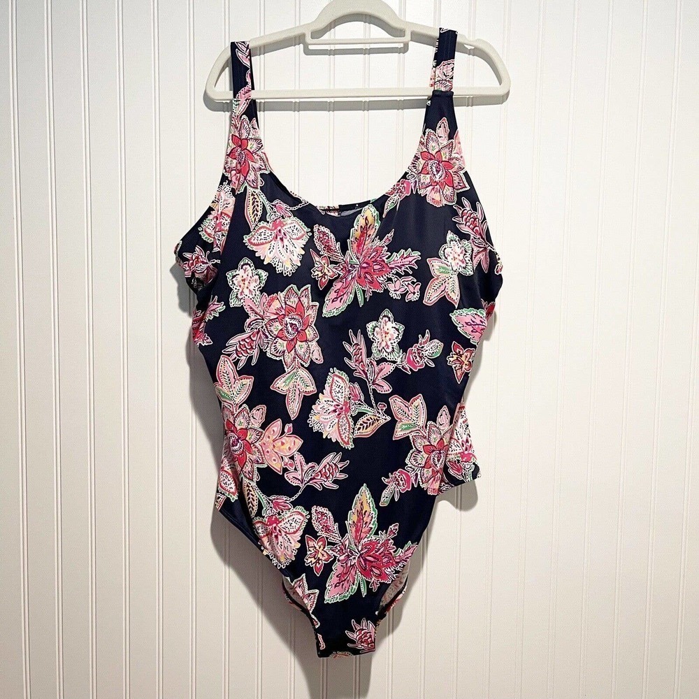 Swim 365 Black Floral One Piece Swimsuit Size 32 - Picture 1 of 5